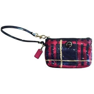 Coach Pink & Navy Sequin Wristlet